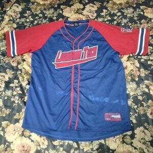Louisiana Tech Bulldogs XXL Embroidered Button Up Blue & Red Baseball Jersey